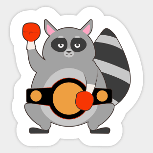 Raccoon as Boxing champ with Belt Sticker